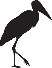 Marabou Stork Solid Vector Silhouette