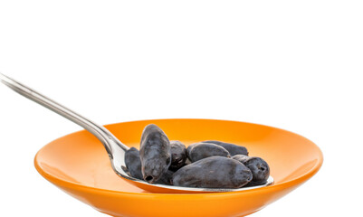 Sweet honeysuckle berries isolated on white background.	