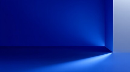 Deep blue geometric corner with bright light accent shadow abstract