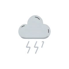 Obraz premium Stylized icon of a gray cloud releasing lightning bolts against a white background