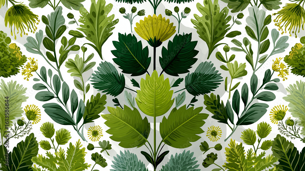 Poster floral symphony: a captivating visual display of intricate floral and botanical elements, creating a