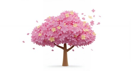 Obraz premium Pink blossom tree illustration