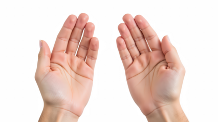 Open hands with palms facing up, symbolizing offering or receiving, against transparency background