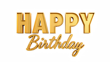 Naklejka premium Happy birthday greeting with golden text and elegant script. Perfect for celebrations and special occasions