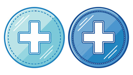 Obraz premium Medical Cross Symbols in Outline and Solid Blue Vector Style