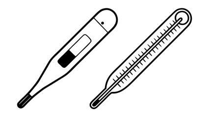 Obraz premium Thermometer Icons in Outline and Solid Black Vector Style
