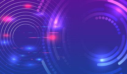 Futuristic background in blue tones with round elements and technological details. Ideal for high technologies, digital interfaces and innovations. Hi-tech presentations