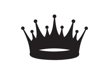 Black silhouette of a royal crown with pointed peaks isolated on white background