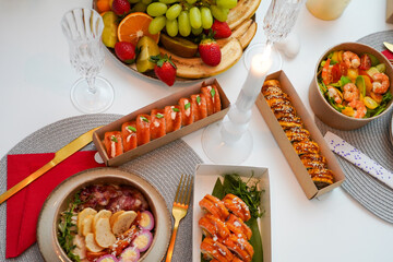 Sushi. Fast food. The concept of Japanese cuisine.