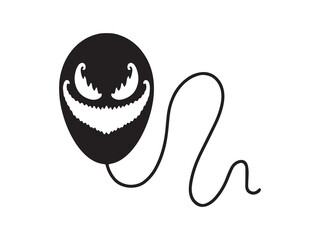 Halloween Balloon Ghost Face Line Art
