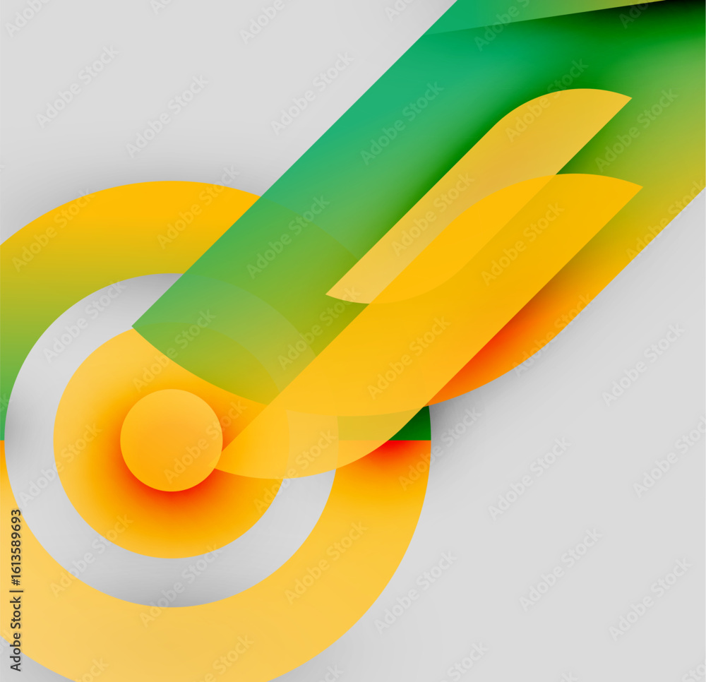 Aufkleber abstract design features vibrant yellow, green gradients. circular elements blend with flowing shape