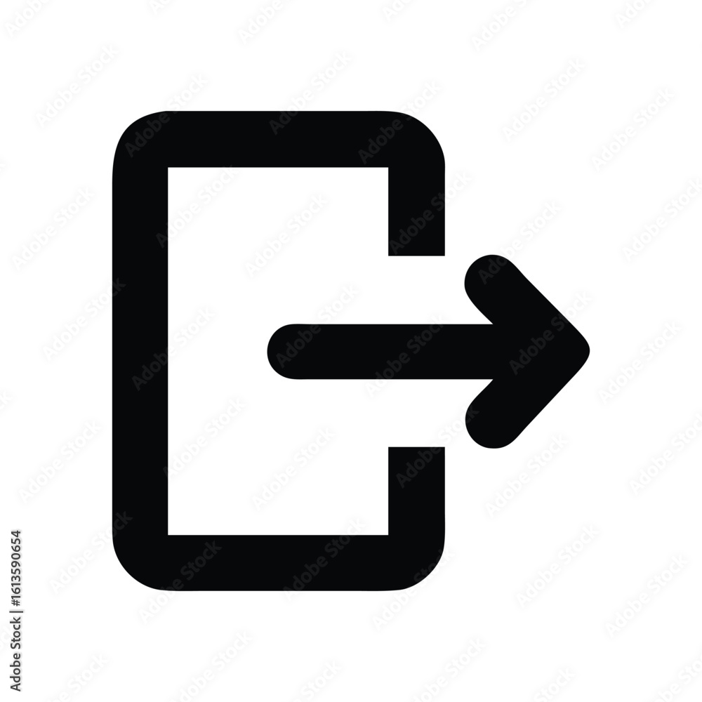 Aufkleber simple black exit icon on white background for web design