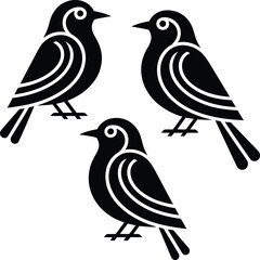 Fototapeta premium Vector Three Birds Silhouette: Minimalist Avian Graphic for Nature and Design.