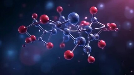 3D animated molecular structure rotating in empty space - Powered by Adobe