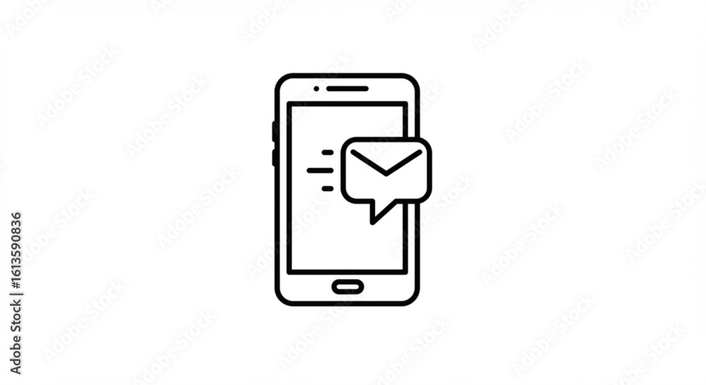 Poster illustration of a smartphone displaying a new message notification with an envelope icon on the scre