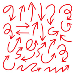 Collection hand drawn arrows. Set simple arrows isolated on white background. Arrow mark icons. Arrow paint - stock vector.