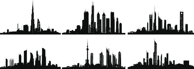 Fototapeta premium Skyline City Black Silhouette vector 