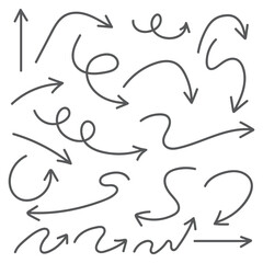 Doddle arrow set, collection of hand drawn arrows, vector set.