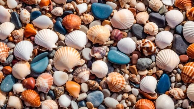 Vibrant Seashell and Pebble Beach Texture
