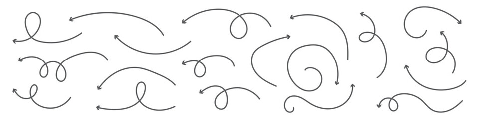 Hand drawn arrow vector icons set. sketch arrow design for business plan and education.