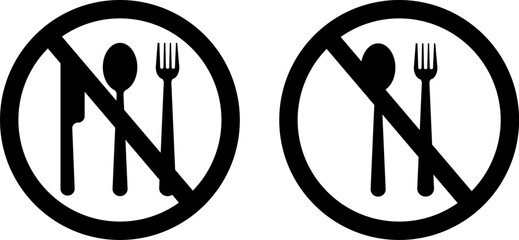  No eating icon outline vactor set icons. black in red circle icons.icon Fla design collection,vector, illustration,