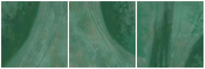Modern interior triptych. The picture is painted by hand on a tablet.