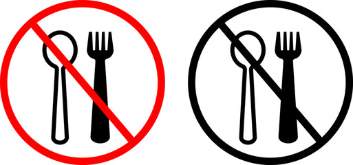 vactor Do not eat or drink sign symbols. black in red circle icons.icon Fla design collection,vector, illustration,

