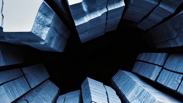 Cracked surface expands, revealing dark void as fractured pieces recoil