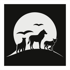 A minimalist wild animal silhouette illustration