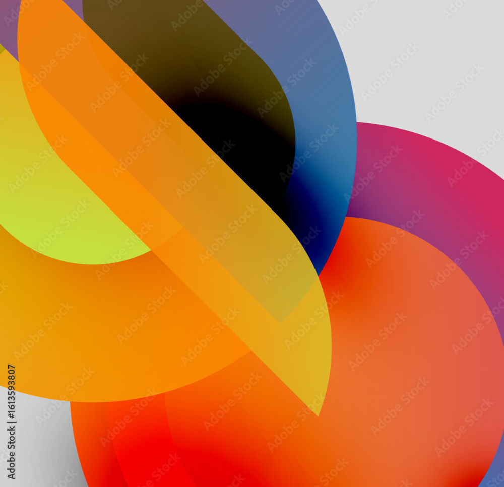 Poster abstract colorful shapes overlap. bright gradients create dynamic visual effect. modern design, smoo