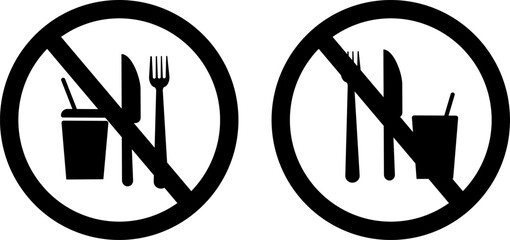 No Eating or Drinking vector Icon. No eating or sign prohibited illustration,

