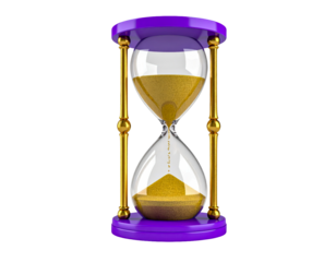Hourglass sand time timer countdown deadline urgency passing moment time on transparent background