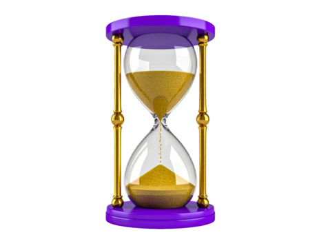 Hourglass sand time timer countdown deadline urgency passing moment time on transparent background