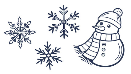 Snowflakes, cold wind, and icy elements in vector winter icon set.

