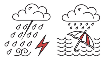  Rain and storm weather vector icons pack