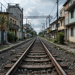 Marilia, Sao Paulo, Brazil. September 3, 2024. Old deactivated railway line, with abandonment and erosion in the city
