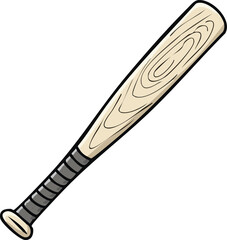 Cartoon illustration of a wooden baseball bat, showing the handle and the wood grain.
