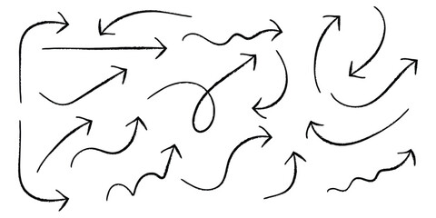 Hand drawn doodle arrow collection. Versatile directional indicators for creative design