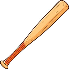 A classic wooden baseball bat with an orange grip, isolated on a white background.