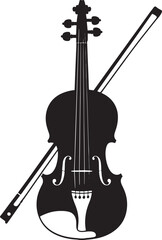 Silhouette of a Violin with Bow Against Transparent Backdrop for Musical Instrument Designs