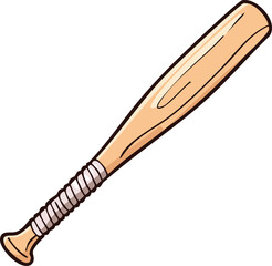 Cartoon illustration of a wooden baseball bat, ready for the game.