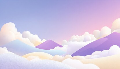 Pastel mountains and cloudscape