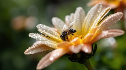 Close-up of a bee on a flower.