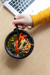 Healthy lunch at office workplace