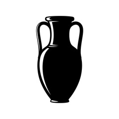A black amphora vase is isolated on white background