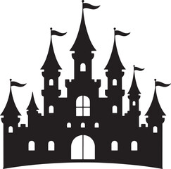 Castle Silhouette on Transparent Background Vector Illustration of a Fairytale Structure
