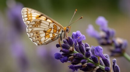 close-up of butterfly on lavender