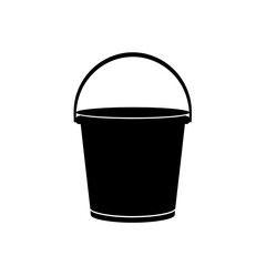 A black bucket isolated on white background, a simple illustration