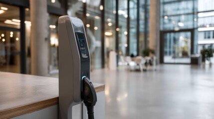 High-end EV charger in modern office.