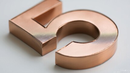 Brushed copper number 5 sculpture.